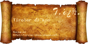Tiroler Ákos névjegykártya